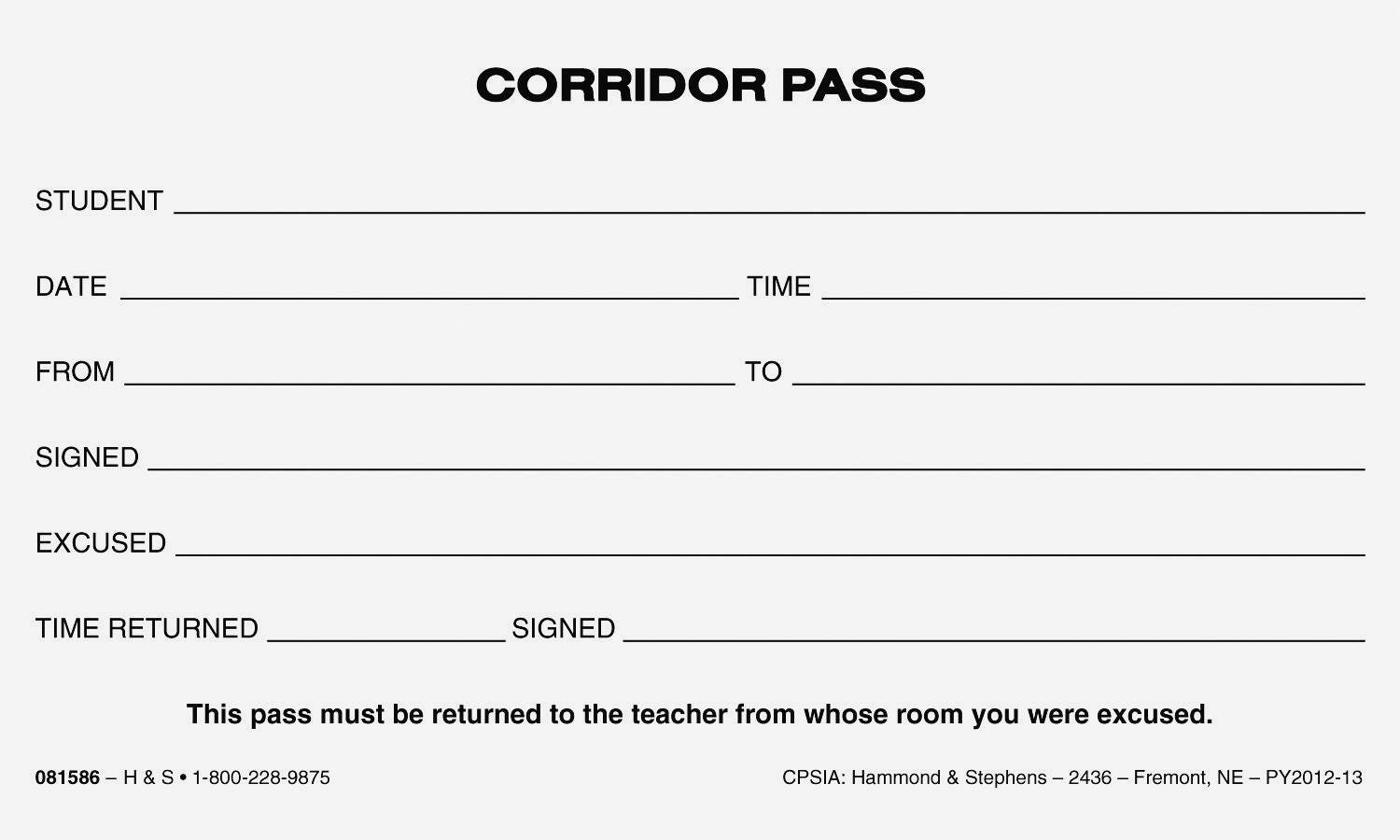 School & Hall Passes and Tardy Slips, Item Number 1481870
